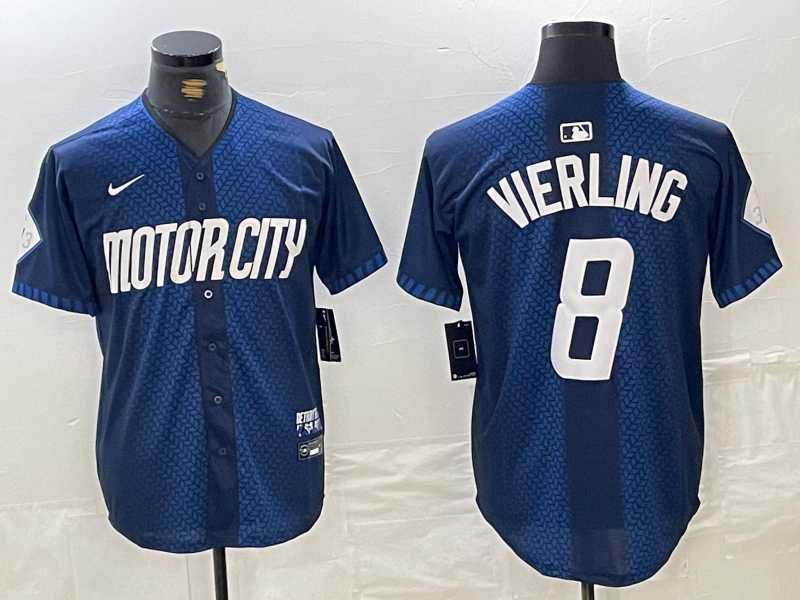 Men%27s Detroit Tigers #8 Matt Vierling Navy 2024 City Connect Cool Base Limited Stitched Jersey1